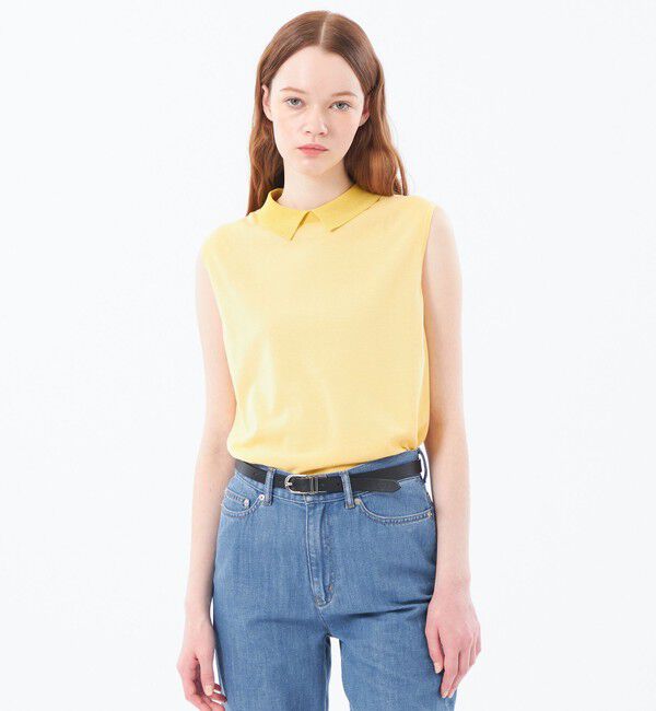 MACKINTOSH PHILOSOPHY「【Bi-color Knit Polo（バイカラーニットポロ）】ノースリーブ」|ニット・セーター|イエロー