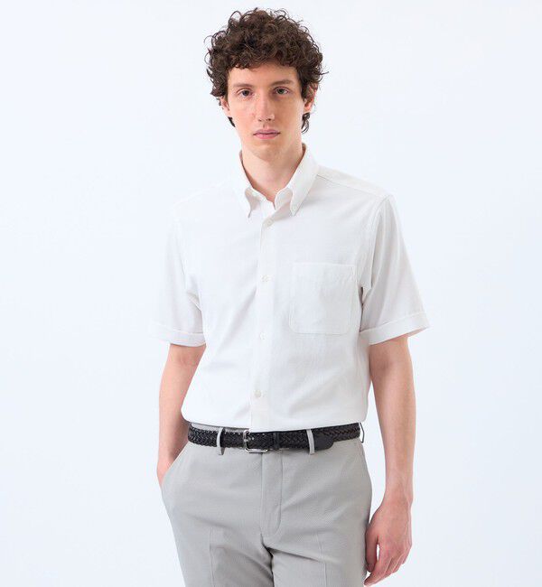 MACKINTOSH PHILOSOPHY「トロッター スクエアボタンダウンシャツ　サッカーストライプ」|シャツ・ブラウス|ホワイト