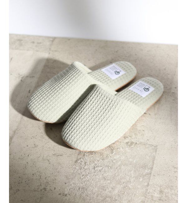 TOKYO DESIGN CHANNEL「YORI ソフトワッフルスリッパ M」|ルームシューズ|グリーン