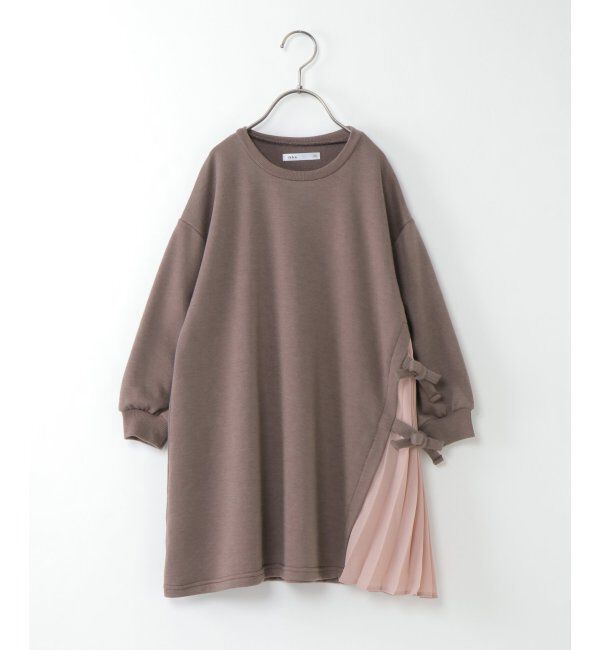 ikka kids「【キッズ】シフォンプリーツ切り替え裏毛ワンピース（100~160cm）」|スカート|ベージュ