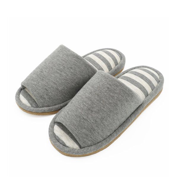 TOKYO DESIGN CHANNEL「ウォッシャブルボーダースリッパ」|ルームシューズ|グレイ