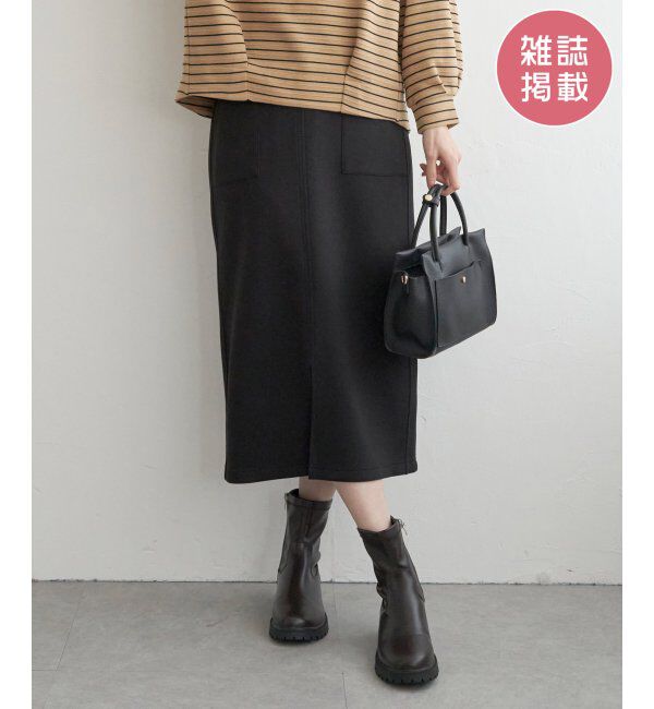 ikka「【洗濯機で洗える】GOKU楽ダンボールタイトスカート」|スカート|ブラック