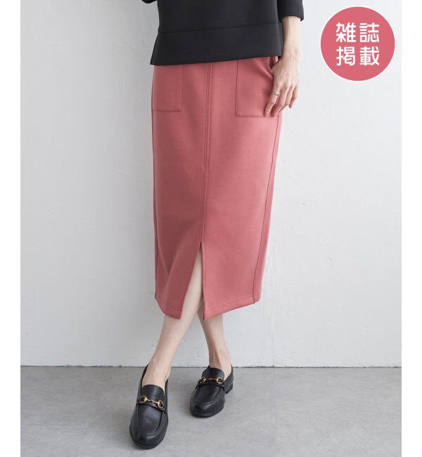 ikka「【洗濯機で洗える】GOKU楽ダンボールタイトスカート」|スカート|レッド