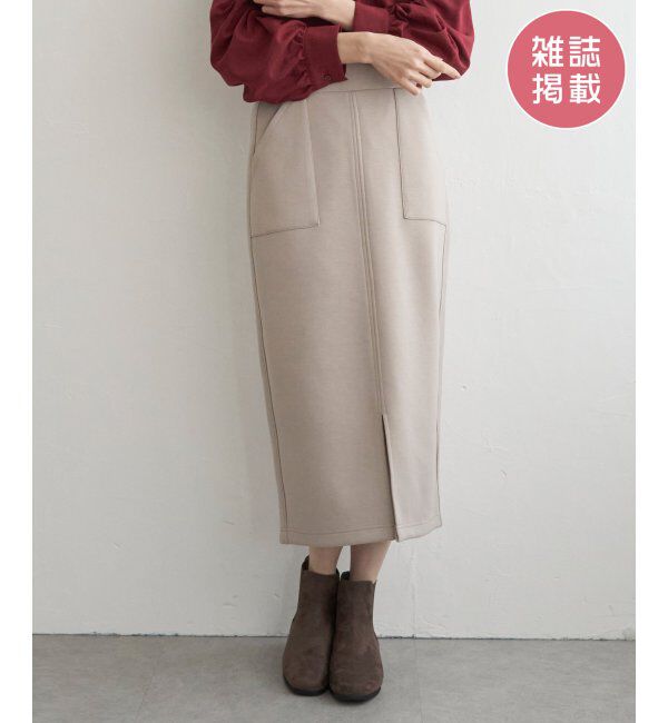 ikka「【洗濯機で洗える】GOKU楽ダンボールタイトスカート」|スカート|ベージュ