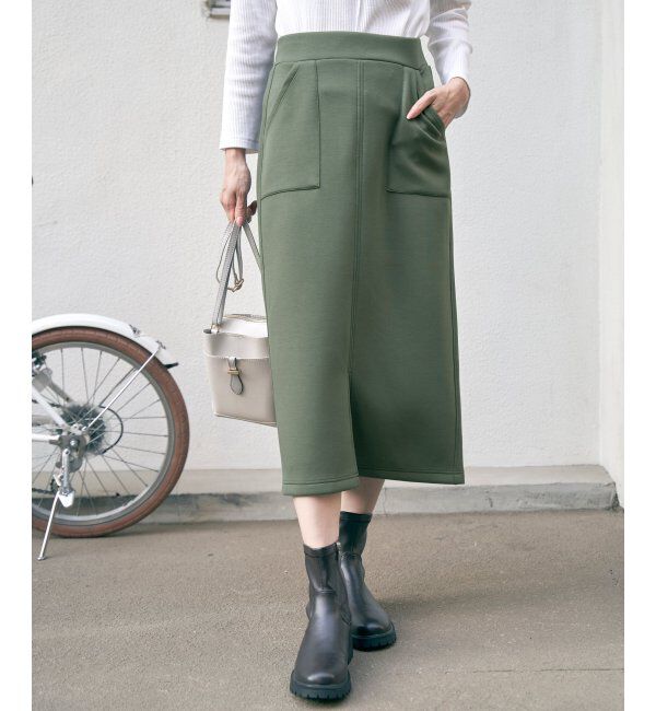 ikka「【洗濯機で洗える】GOKU楽ダンボールタイトスカート」|スカート|