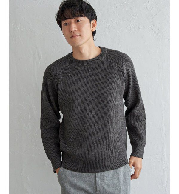 ikka「ウォッシャブル畦クルーネックニット」|プルオーバー|