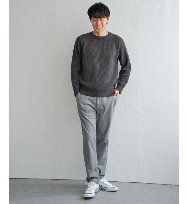 ikka「ウォッシャブル畦クルーネックニット」|プルオーバー|