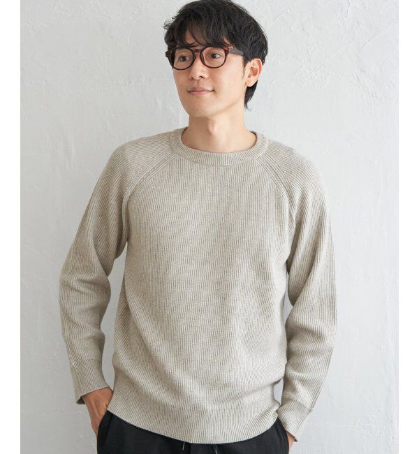 ikka「ウォッシャブル畦クルーネックニット」|プルオーバー|