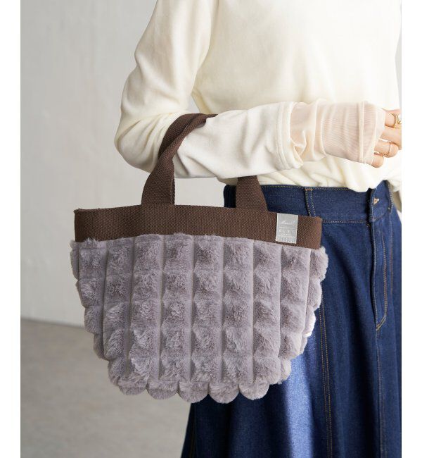 Lbc with Life「ブロックファーフラップ付きトートバッグ」|その他|グレイ