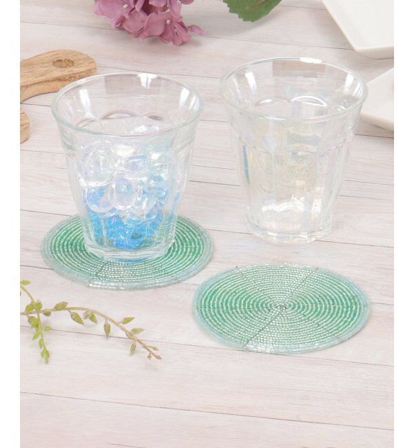 Lbc with Life「ビーズコースターツインカラー2枚」|食器・キッチングッズ|グリーン