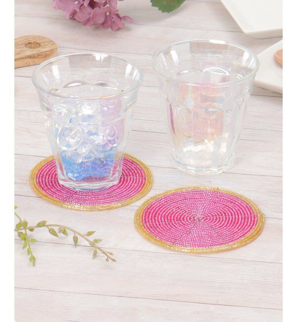 Lbc with Life「ビーズコースターツインカラー2枚」|食器・キッチングッズ|ピンク