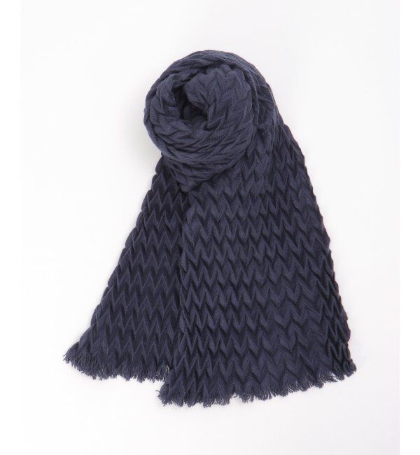 Lbc with Life「ダイヤプリーツストール」|マフラー|ネイビーブルー