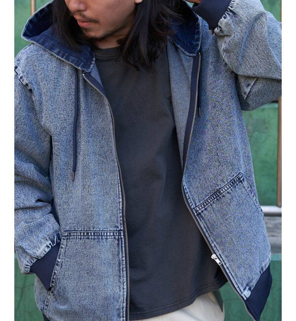 VENCE share style「デニム・キャンバスフルジップパーカー」|ブルゾン・スタジャン|ライトブルー