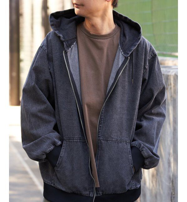 VENCE share style「デニム・キャンバスフルジップパーカー」|ブルゾン・スタジャン|