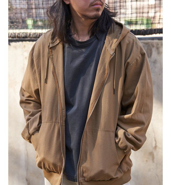 VENCE share style「デニム・キャンバスフルジップパーカー」|ブルゾン・スタジャン|ベージュ