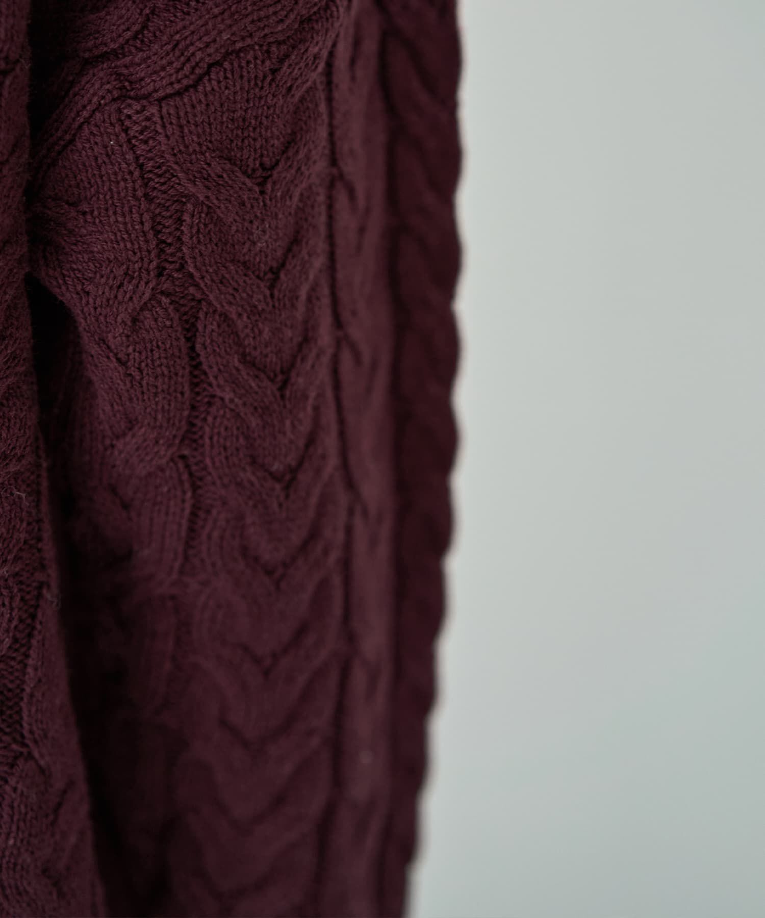  「ケーブル編み切替スタンドネックニット」|ニット・セーター|