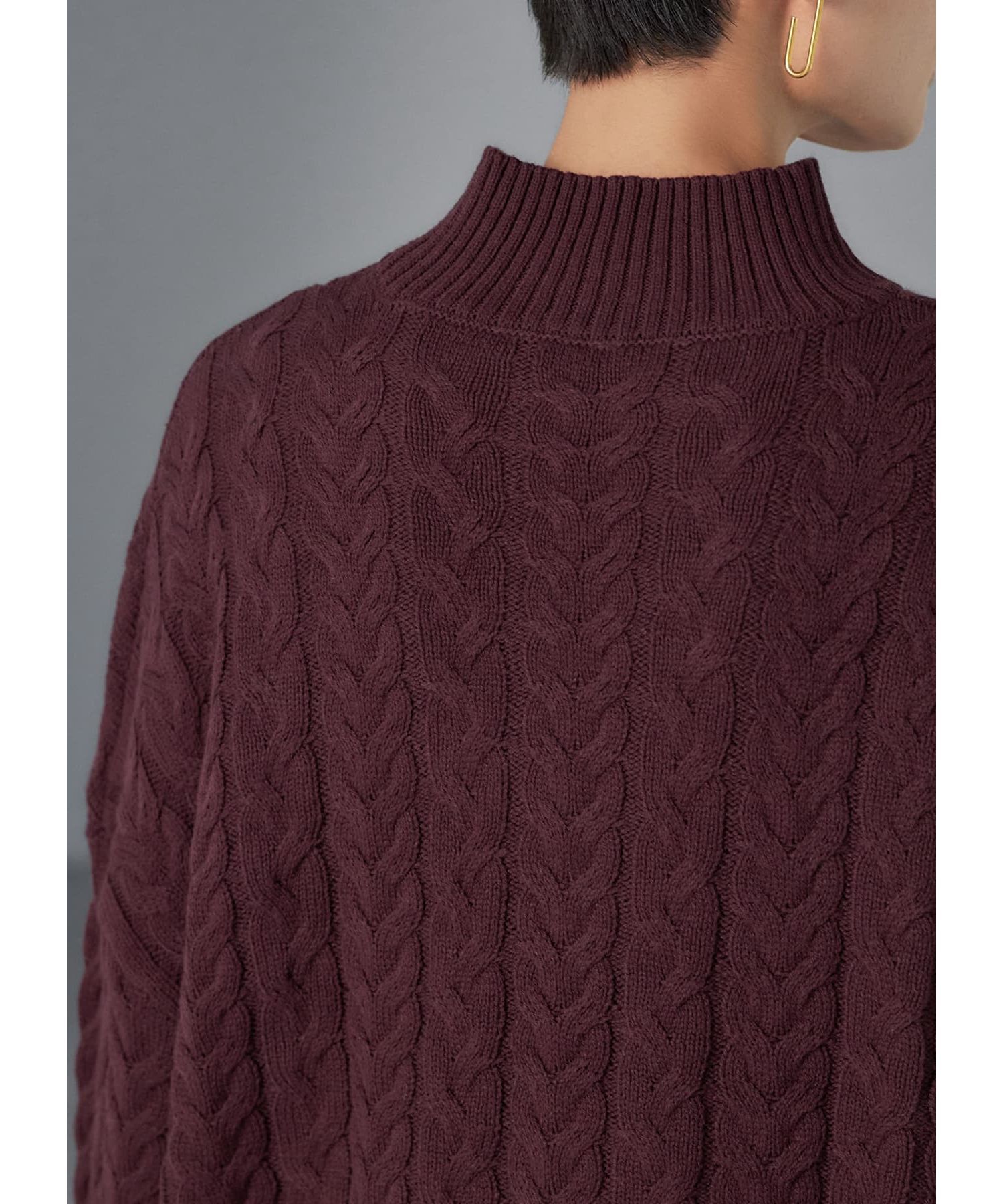  「ケーブル編み切替スタンドネックニット」|ニット・セーター|