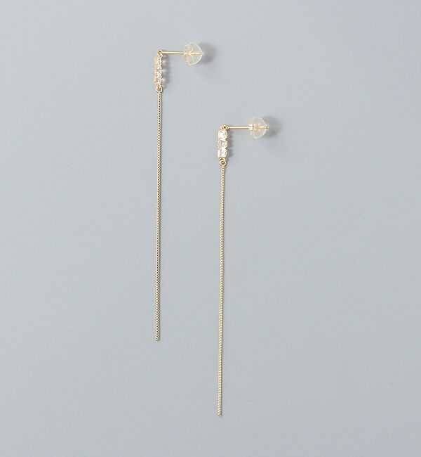 JUPITER「【K10】天然石チェーンピアス/ラブラドライト/ホワイトトパーズ」|ピアス|ゴールド