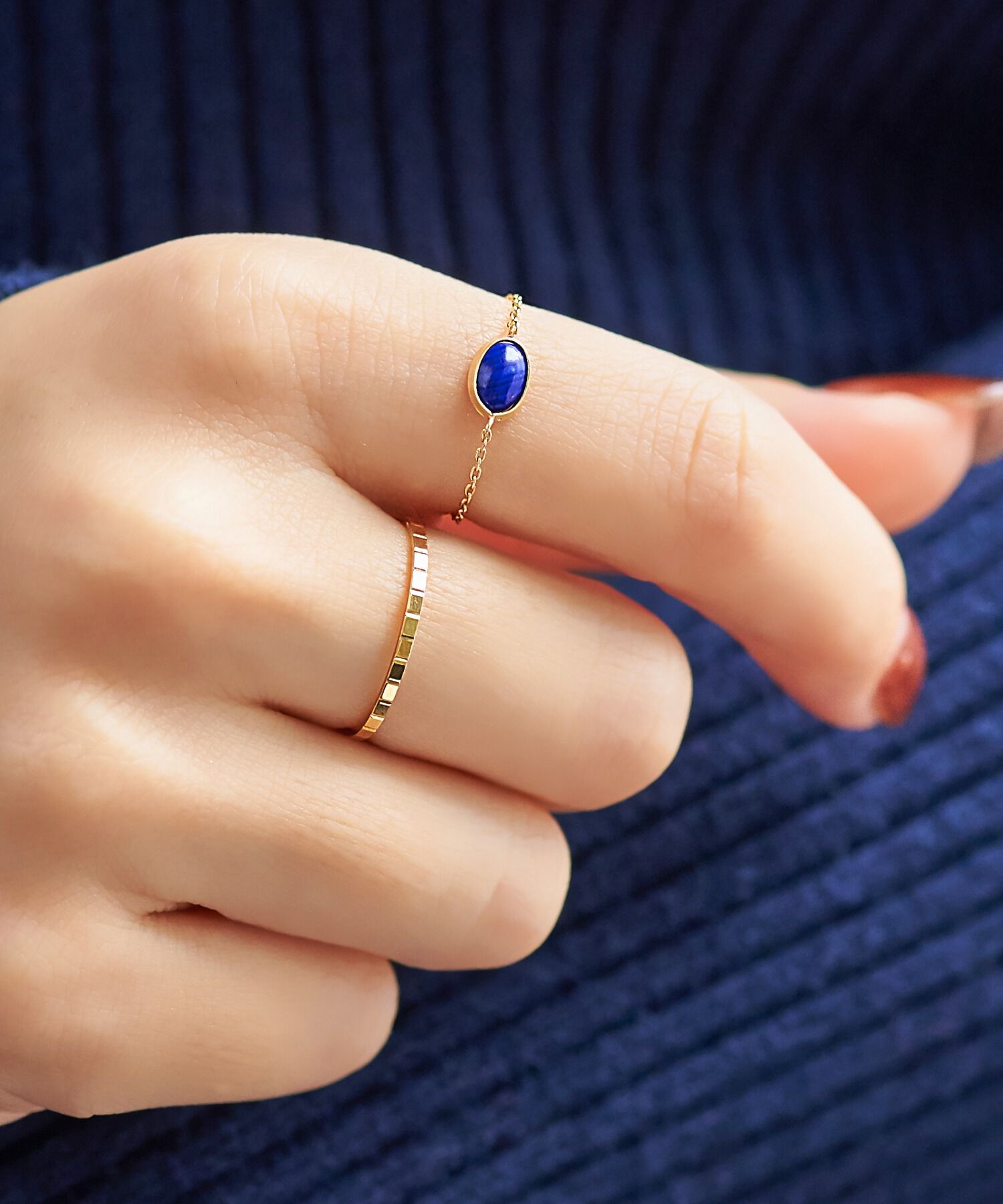 JUPITER「【K10】天然石チェーンリング/ラピスラズリ」|リング|