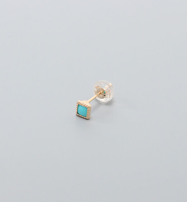 JUPITER「【K10】スクエア天然石ピアス/ターコイズ」|ピアス|