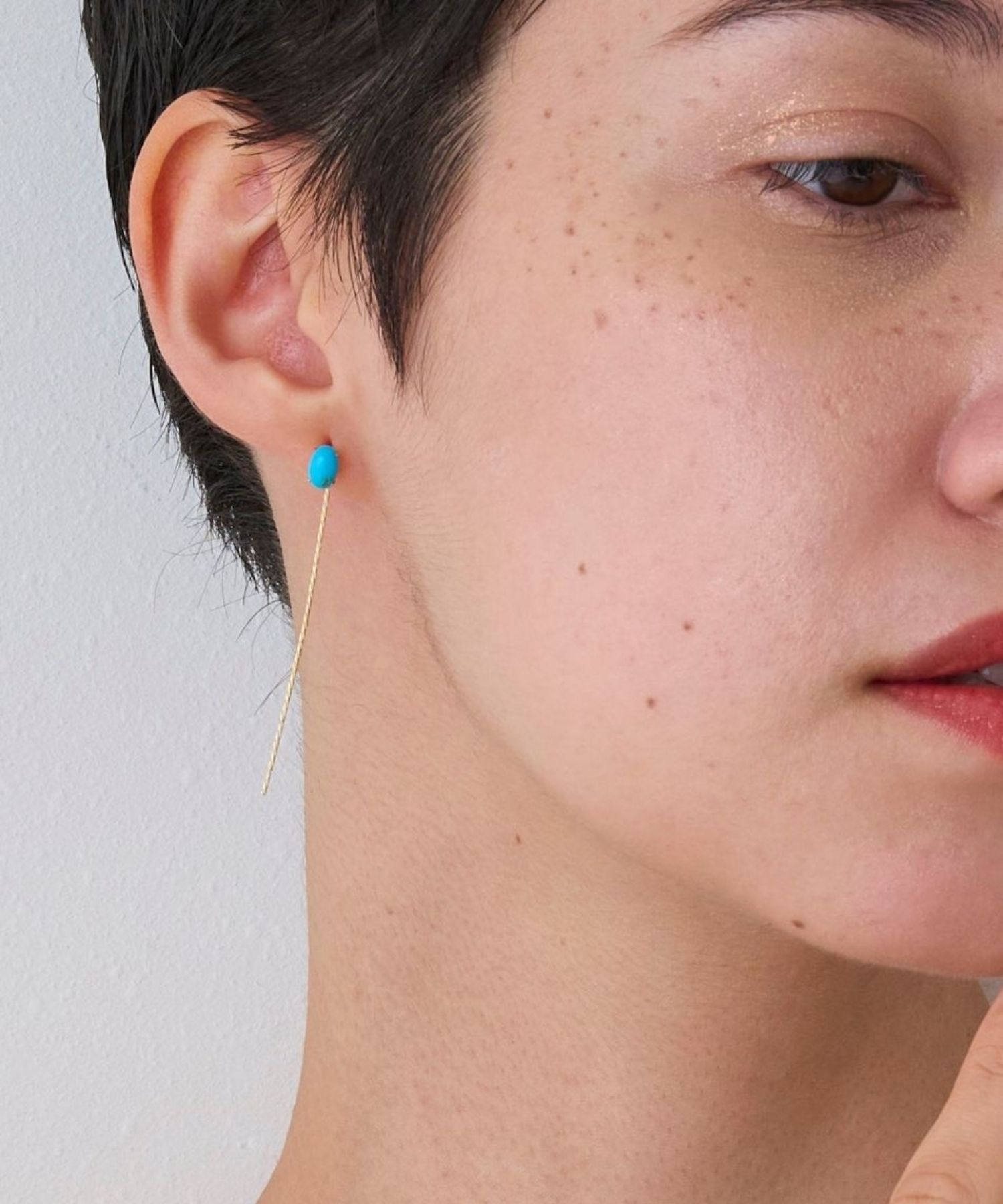 JUPITER「【K10】天然石ロングバーピアス/ターコイズ」|ピアス|
