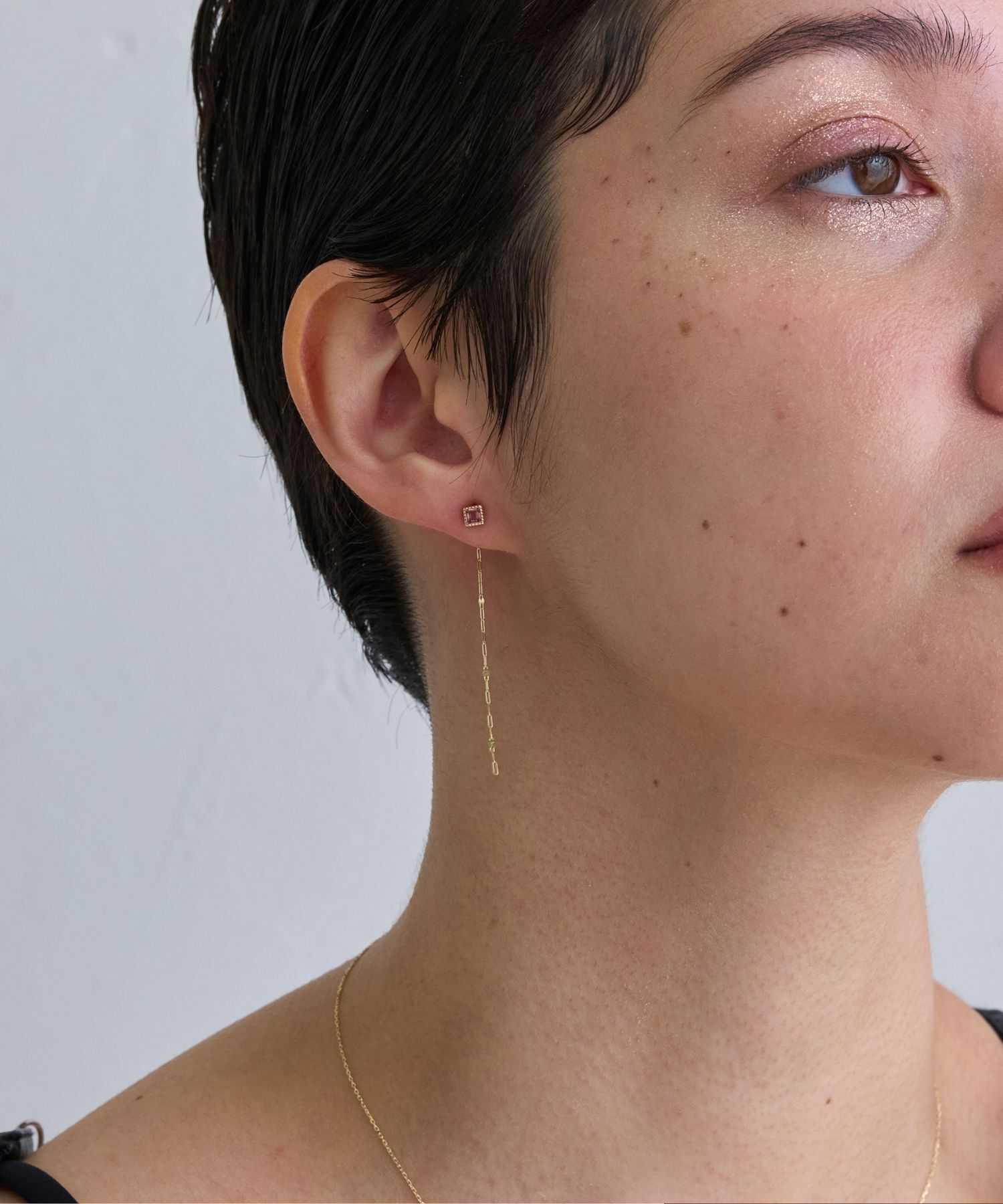 JUPITER「【K10】スクエア天然石ピアス/ピンクトルマリン」|ピアス|