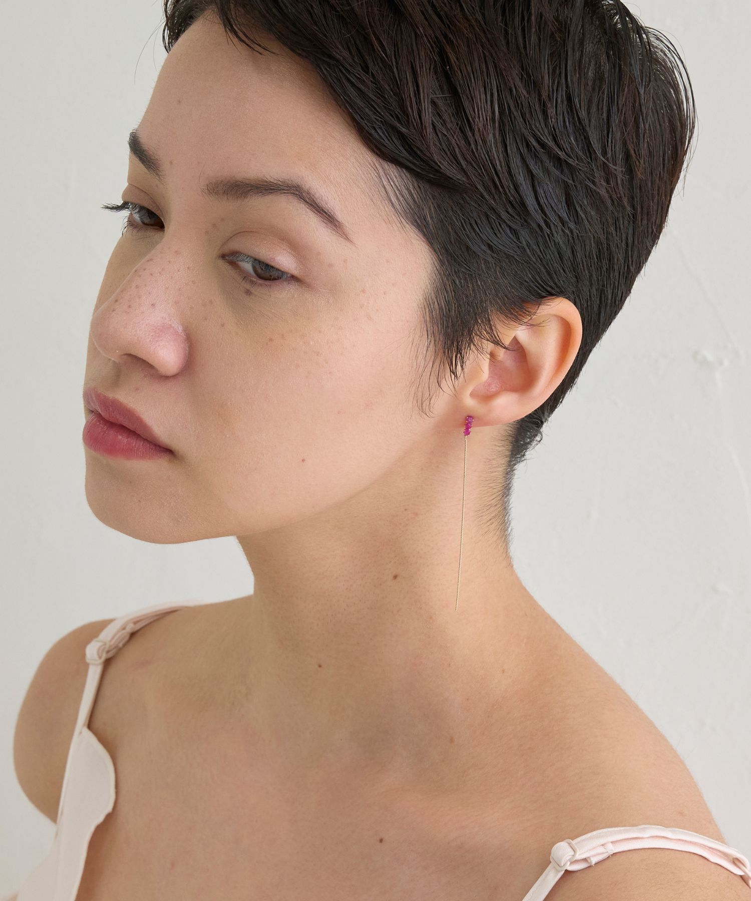 JUPITER「【K10】天然石チェーンピアス ルビー/ベネチアンチェーン」|ピアス|