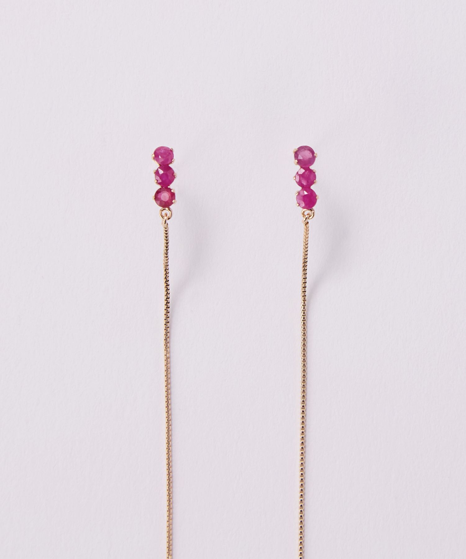 JUPITER「【K10】天然石チェーンピアス ルビー/ベネチアンチェーン」|ピアス|