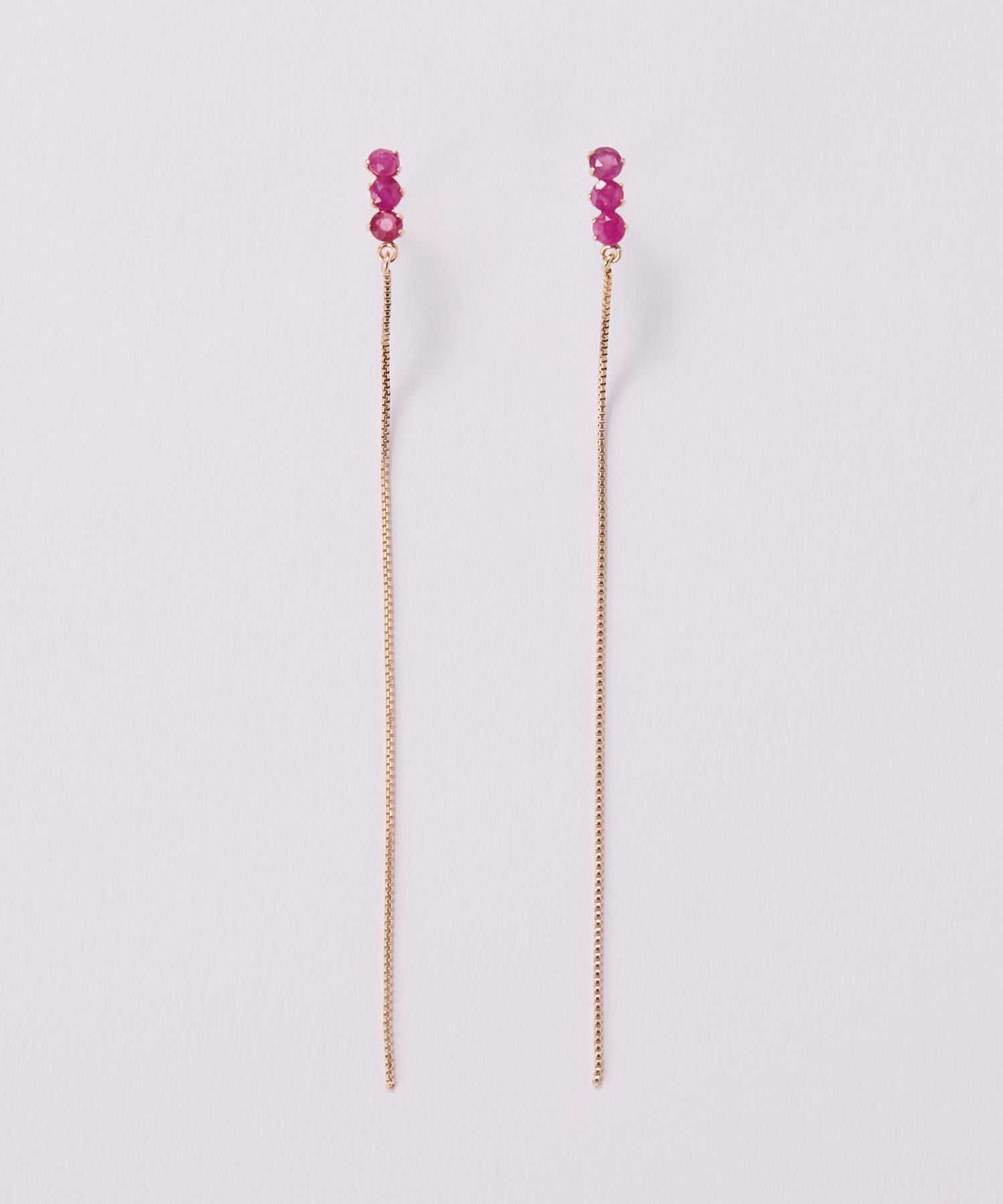 JUPITER「【K10】天然石チェーンピアス ルビー/ベネチアンチェーン」|ピアス|