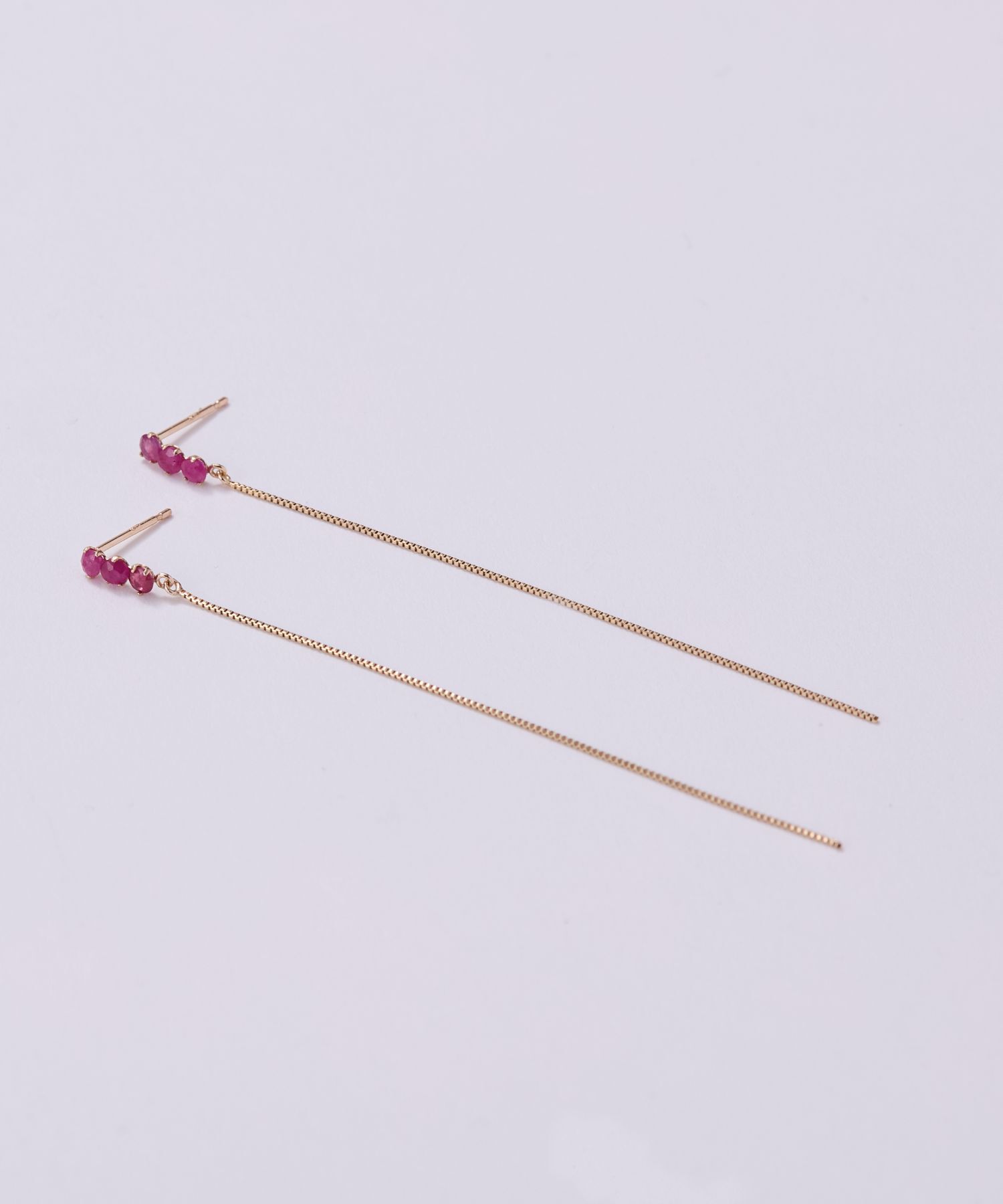 JUPITER「【K10】天然石チェーンピアス ルビー/ベネチアンチェーン」|ピアス|