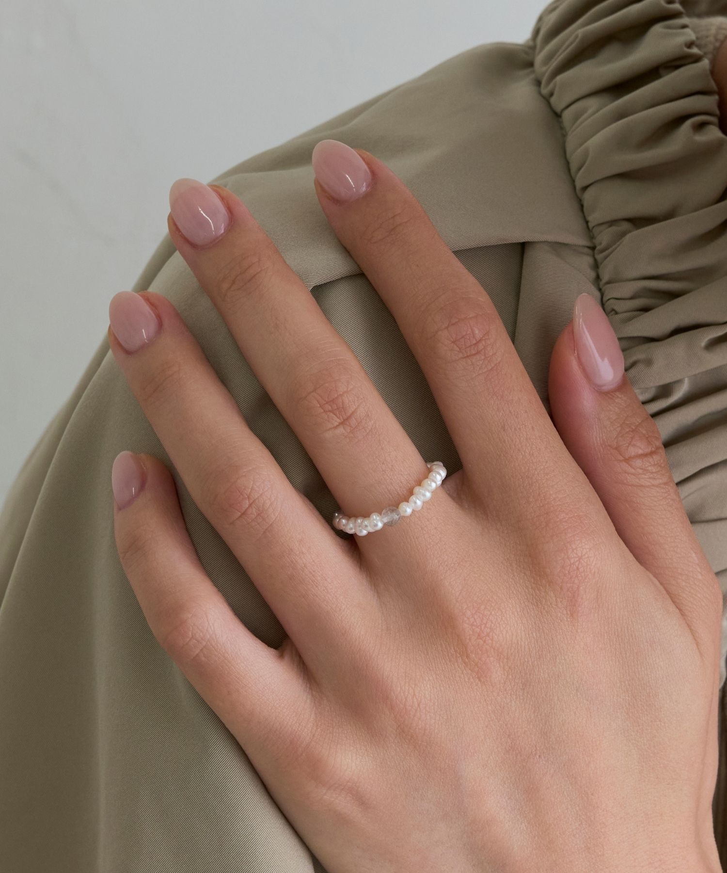 JUPITER「淡水パール&times;天然石リング/ゴム仕様　ラブラドライト」|リング|