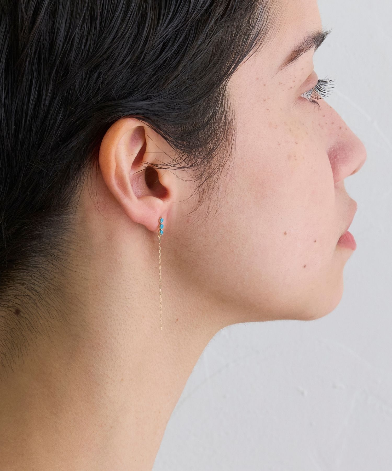 JUPITER「【K10】天然石ペタルチェーンピアス/ターコイズ」|ピアス|