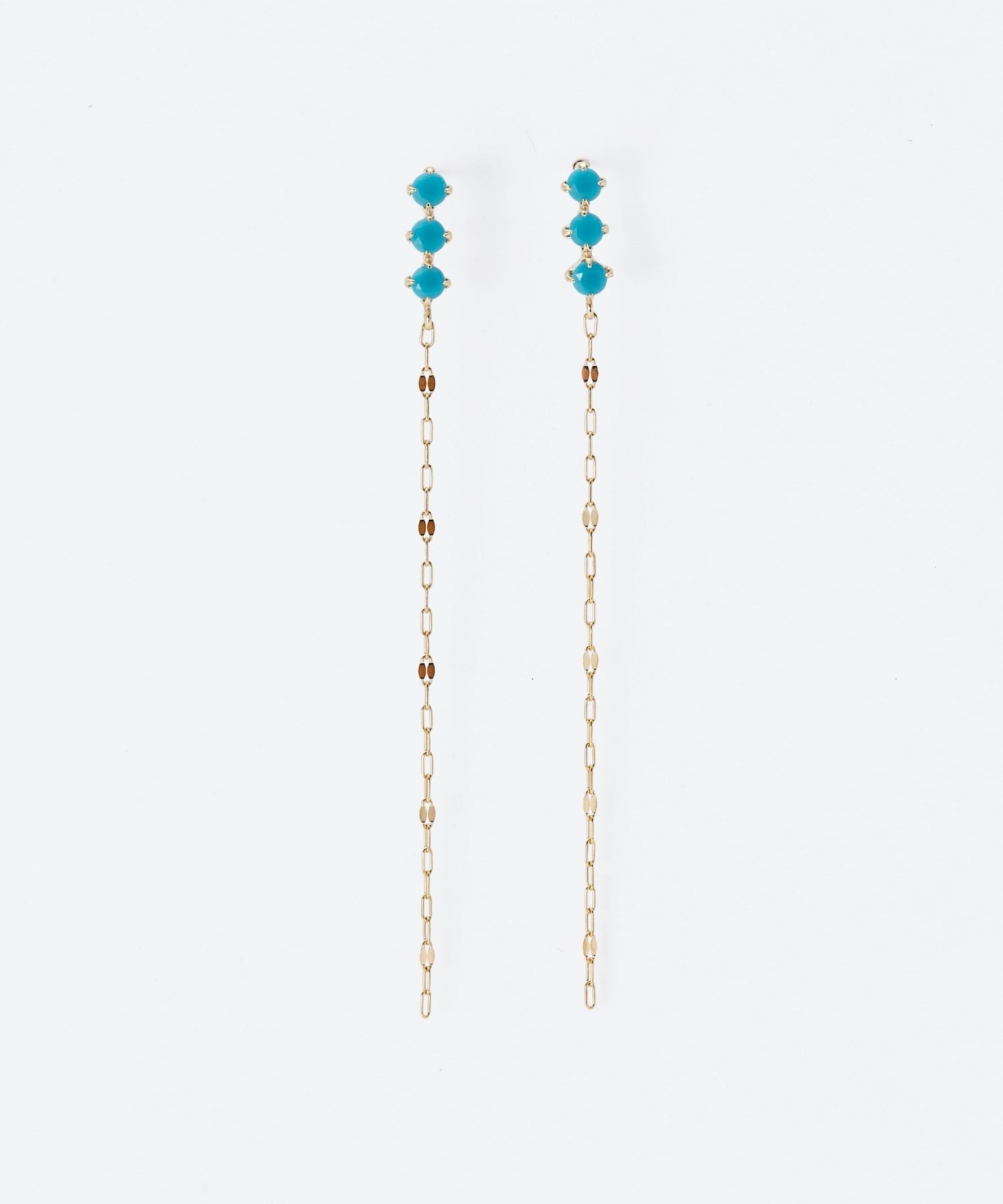 JUPITER「【K10】天然石ペタルチェーンピアス/ターコイズ」|ピアス|