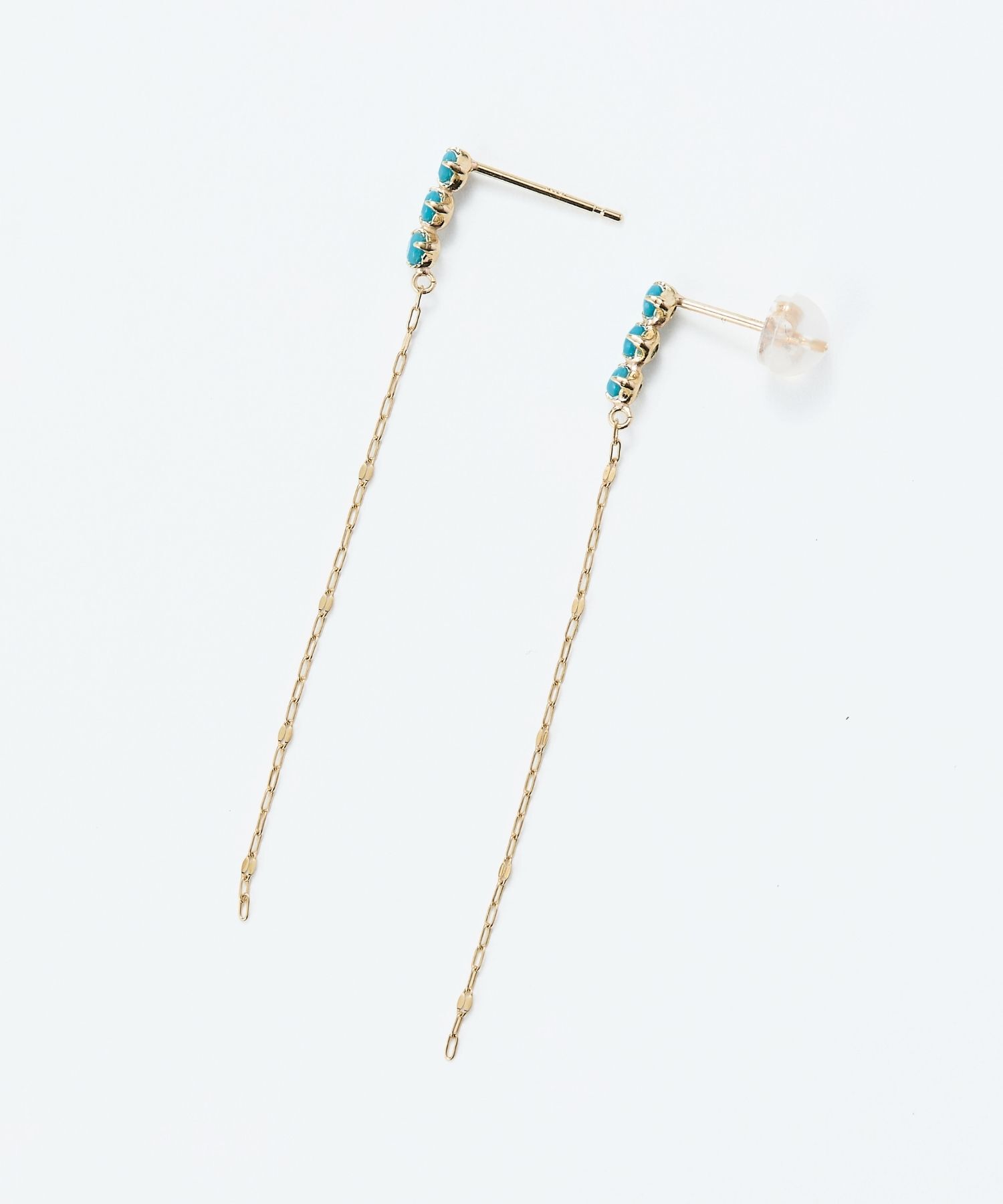 JUPITER「【K10】天然石ペタルチェーンピアス/ターコイズ」|ピアス|