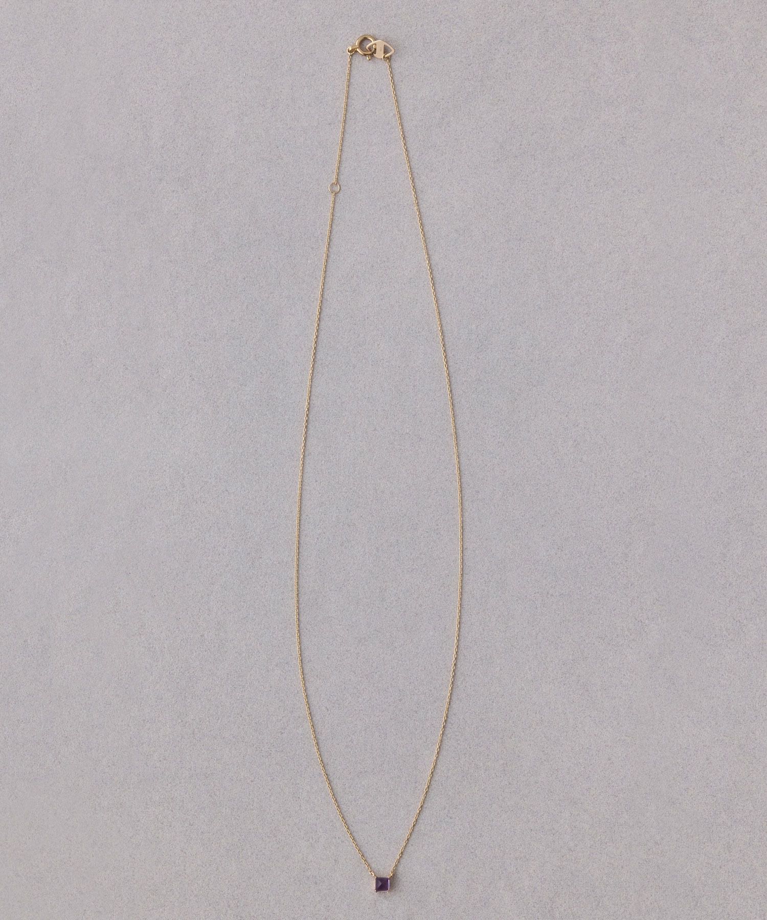 JUPITER「【K10】天然石スタッドネックレス/誕生石＜全長40㎝(調節した時の長さ 37㎝）>アメシスト」|ネックレス|