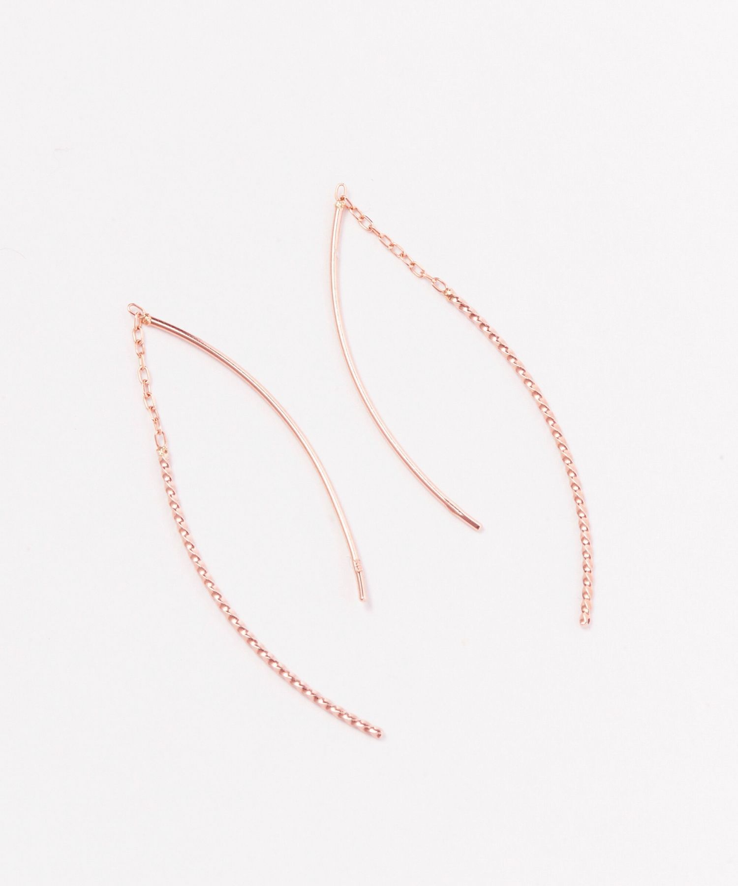 Phoebe「【K10】クロスラインアメリカンピアス　ローズゴールド／BOX付き」|ピアス|