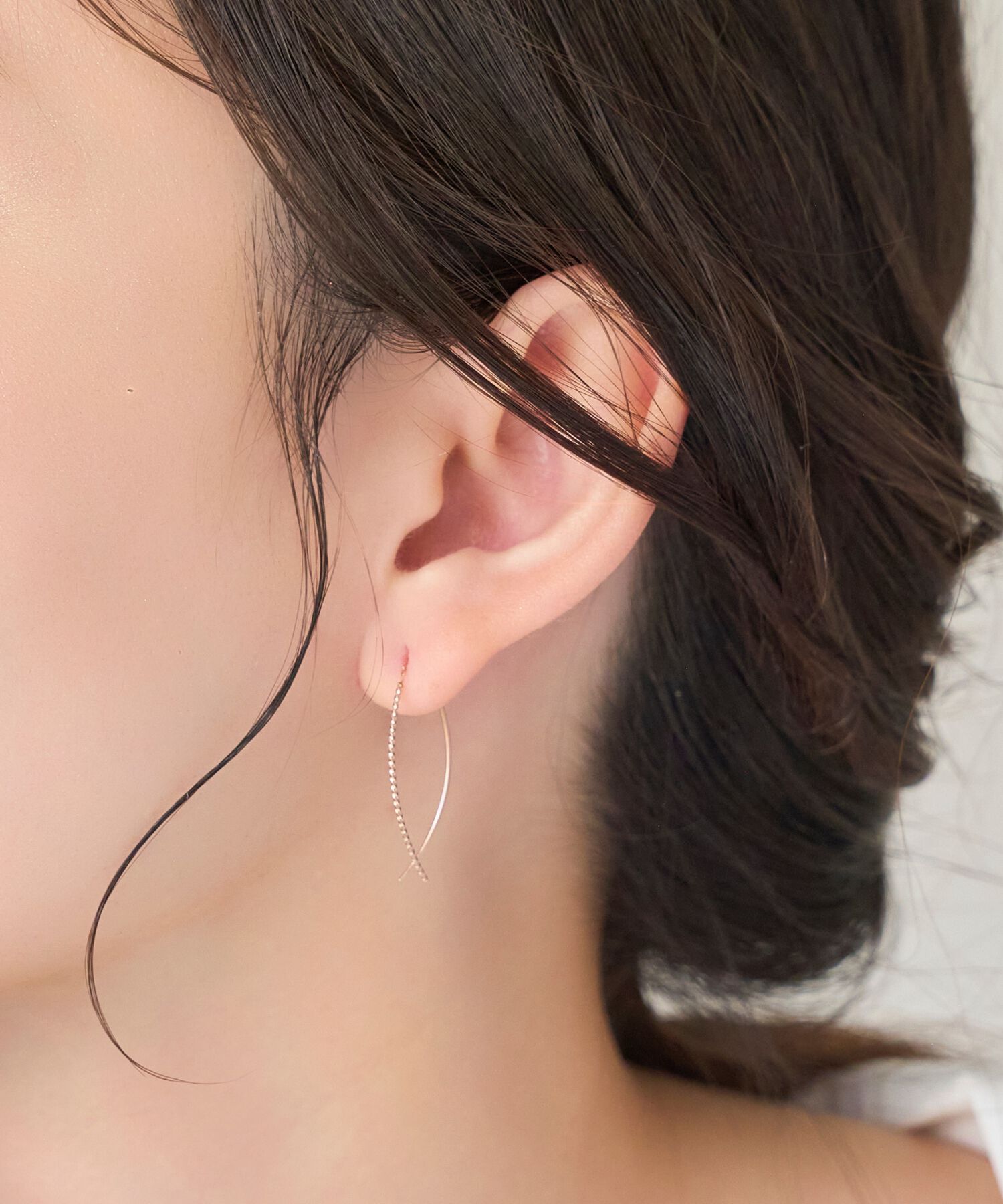 Phoebe「【K10】クロスラインアメリカンピアス　ローズゴールド／BOX付き」|ピアス|