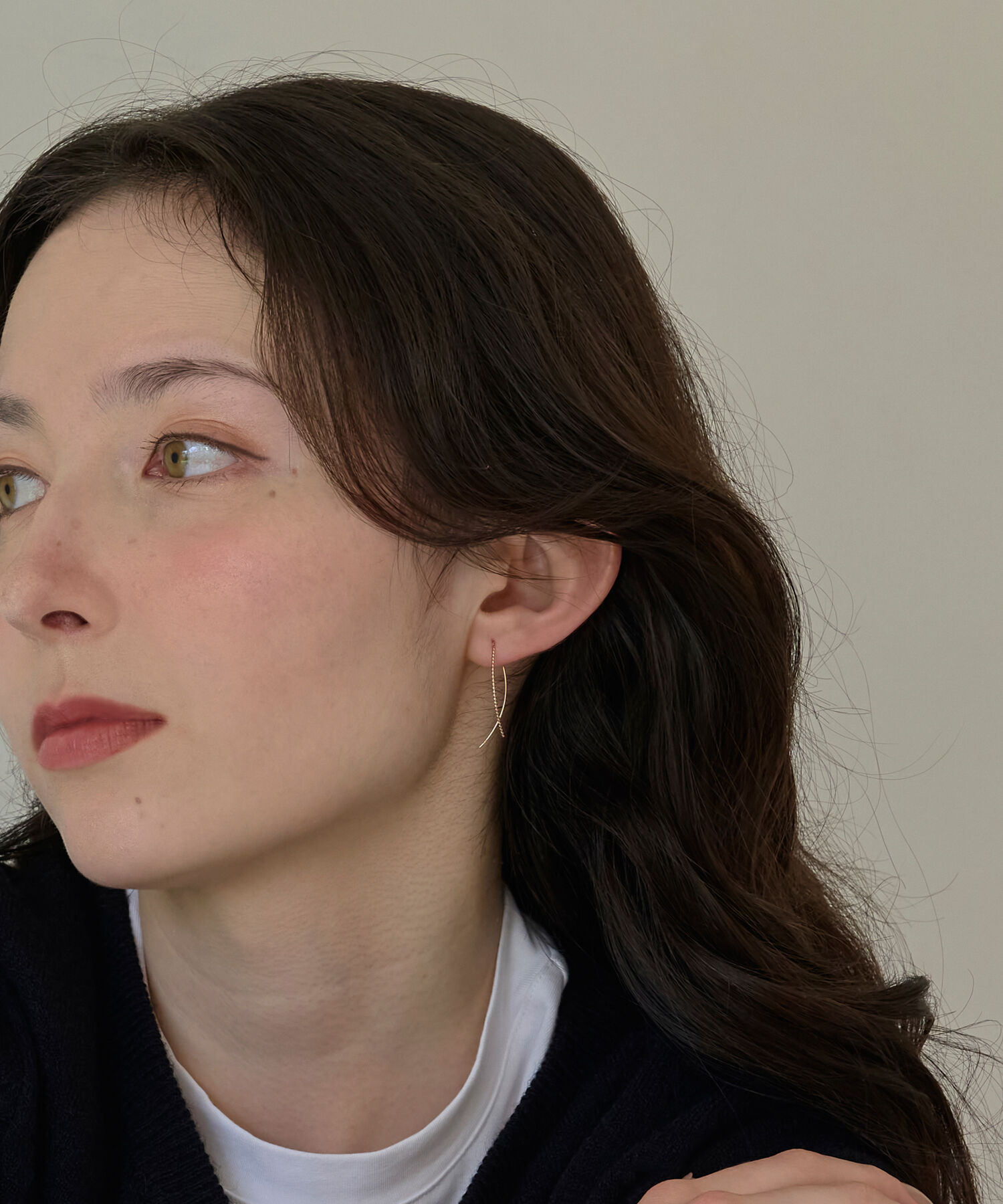 Phoebe「【K10】クロスラインアメリカンピアス　ローズゴールド／BOX付き」|ピアス|