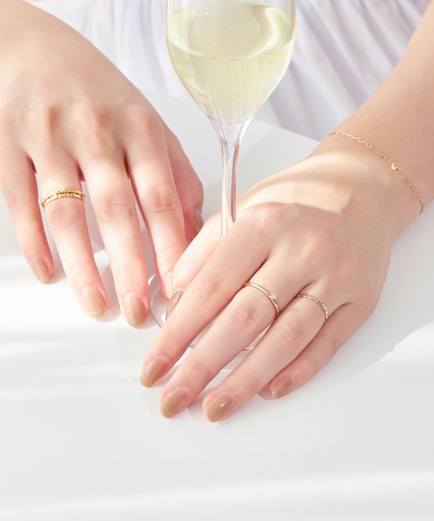 Phoebe「【金属アレルギー対応】2setグレイングリッターリング シャンパンゴールド」|リング|