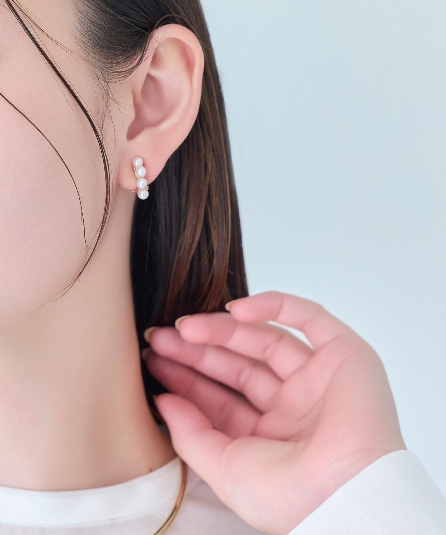Phoebe「【痛くないシリーズ】ノーブルパールエアリーイヤリング　ローズゴールド」|イヤリング|