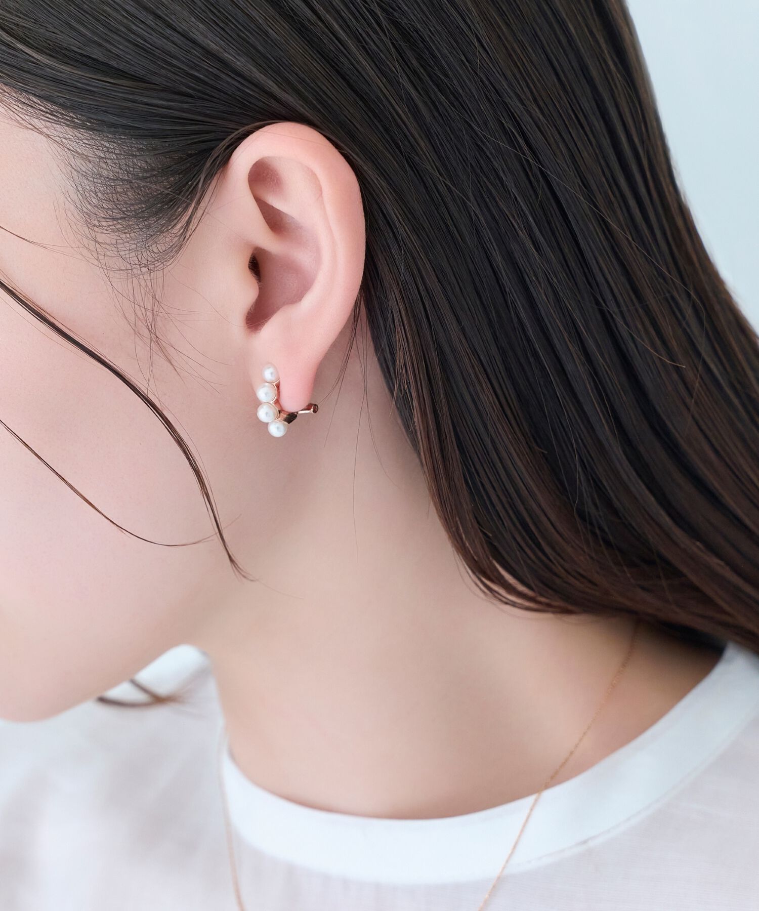 Phoebe「【痛くないシリーズ】ノーブルパールエアリーイヤリング　ローズゴールド」|イヤリング|