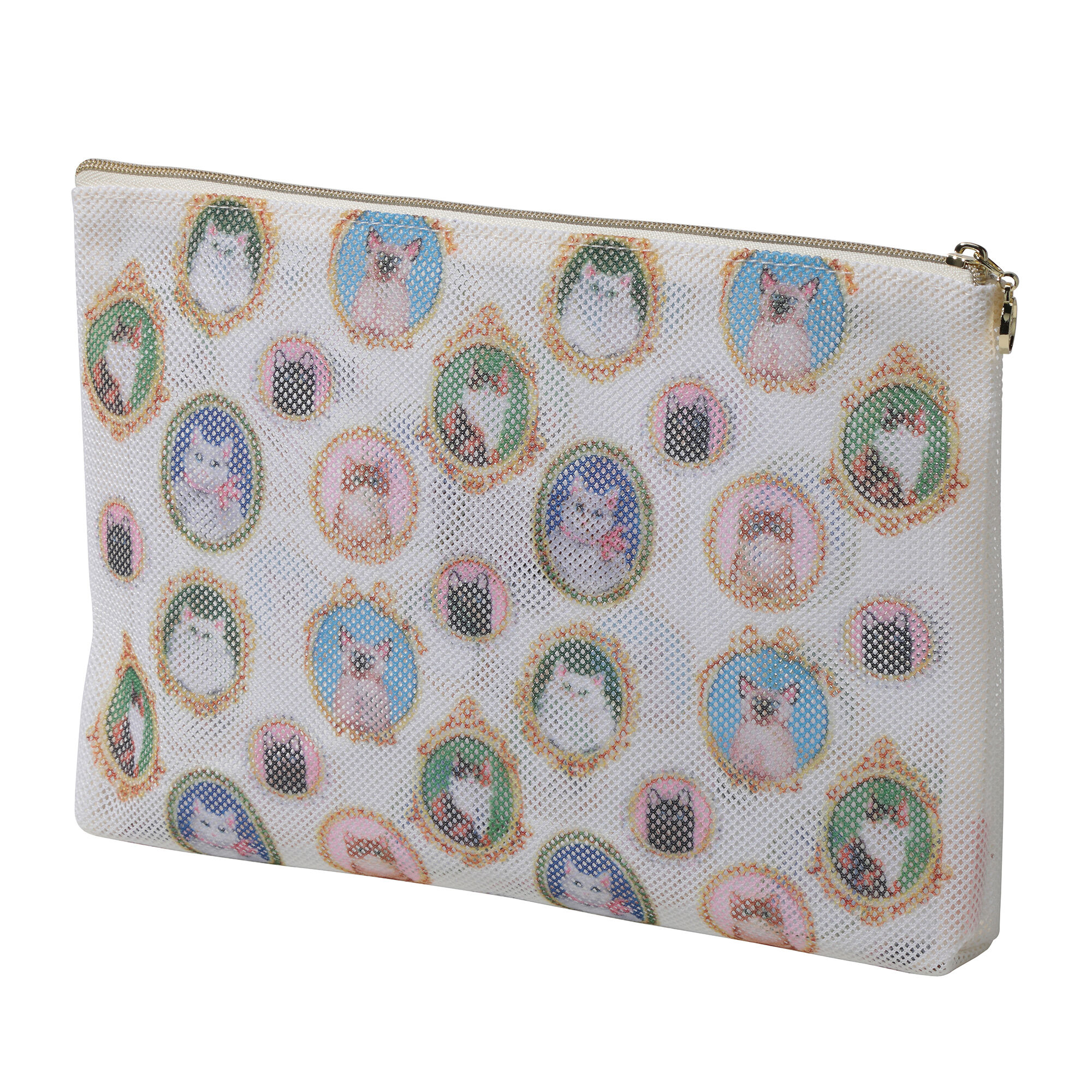 PAUL&JOE「プリントメッシュフラットポーチ／ポール＆ジョー」|ポーチ|