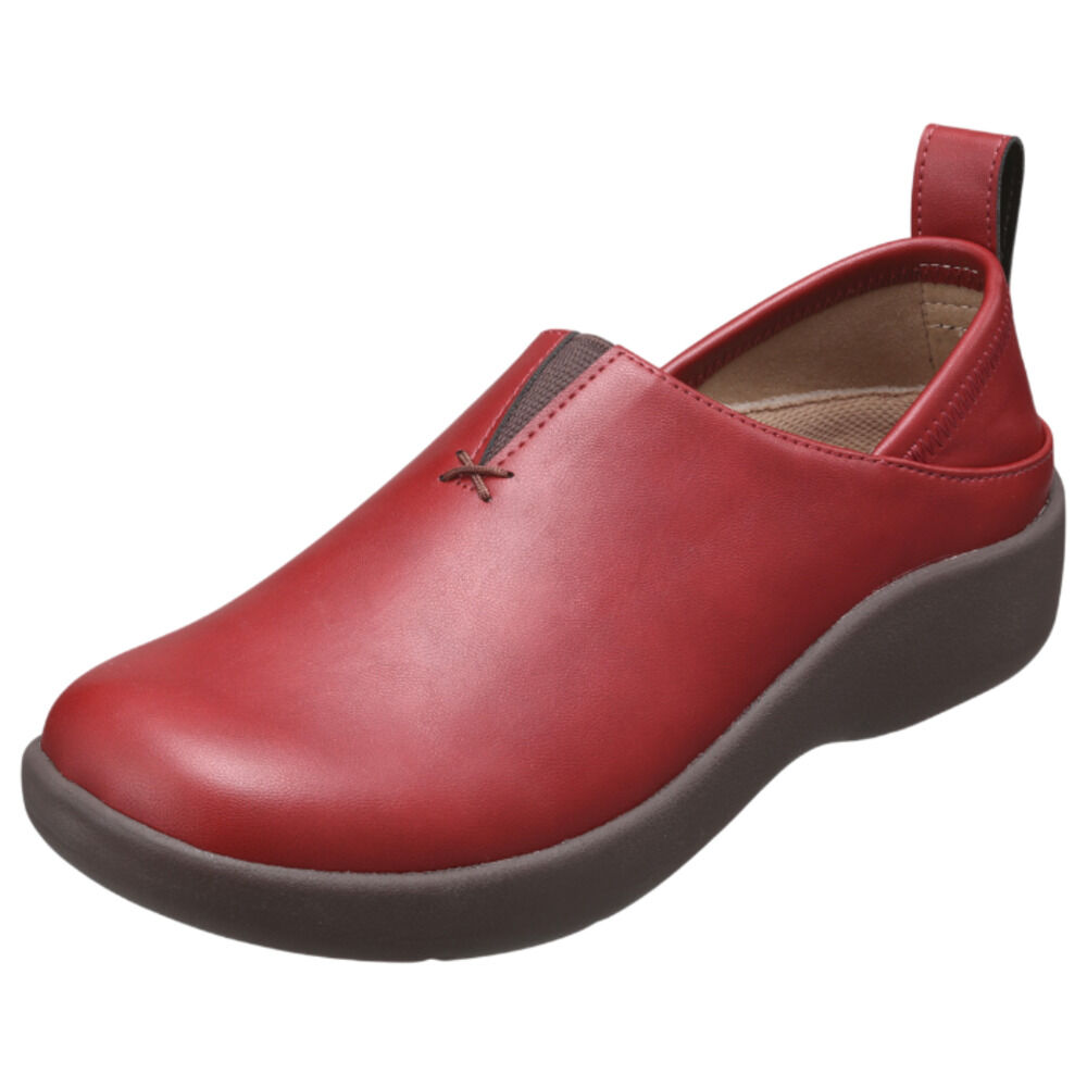 BACKYARD FAMILY「パンジー 靴レディース 通販 スリッポン シューズ くつ 女性 婦人 合成皮革 履きやすい」|スリッポン|レッド1