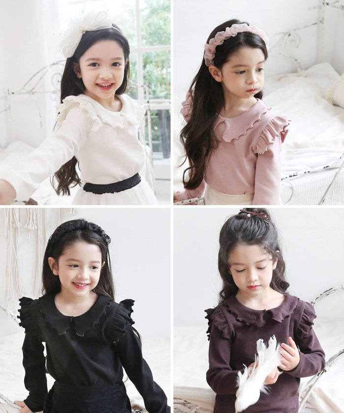 BACKYARD FAMILY「襟付き カットソー 長袖 キッズ 通販 トップス Tシャツ 女の子 襟あり フリル 子供 こども」|その他|