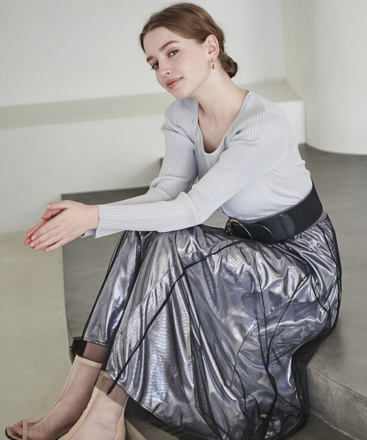 アンドクチュール「フロントホックビスチェライクプルオーバー」|ニット・セーター|