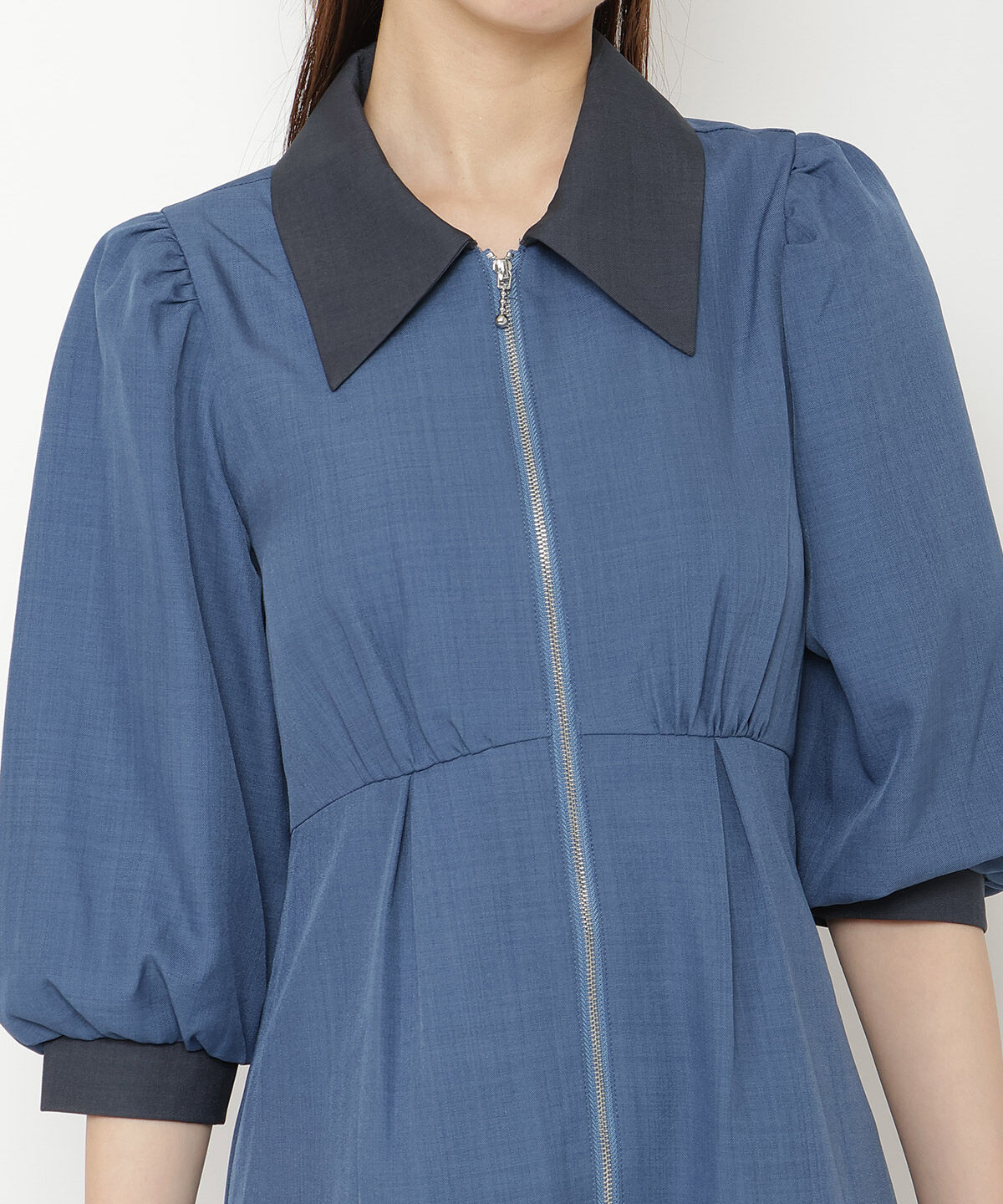 REDYAZEL「バイカラーフロントジップミニワンピース」|ワンピース|