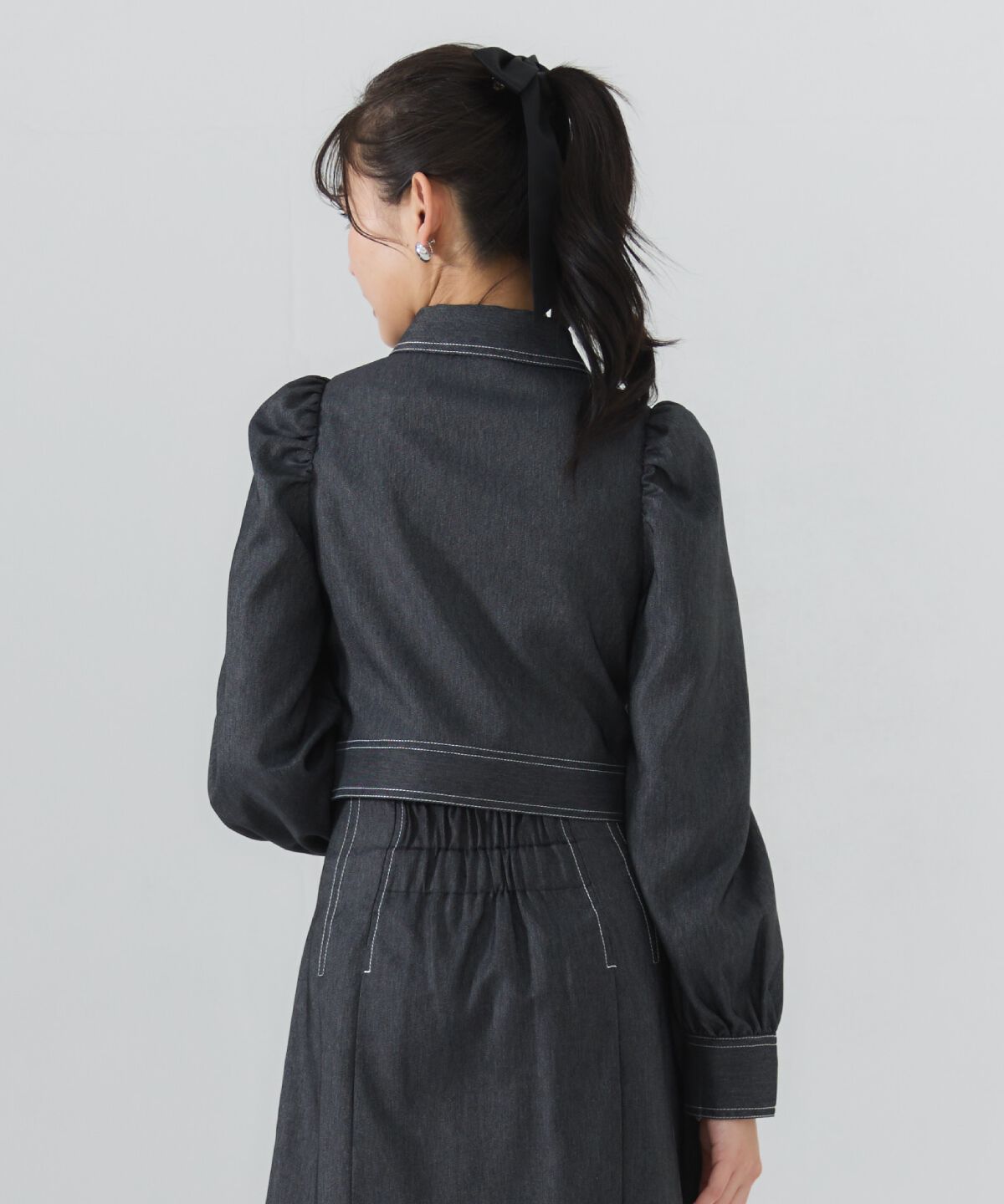 REDYAZEL「デニムライクレースアップショートジャケット」|デニムジャケット|