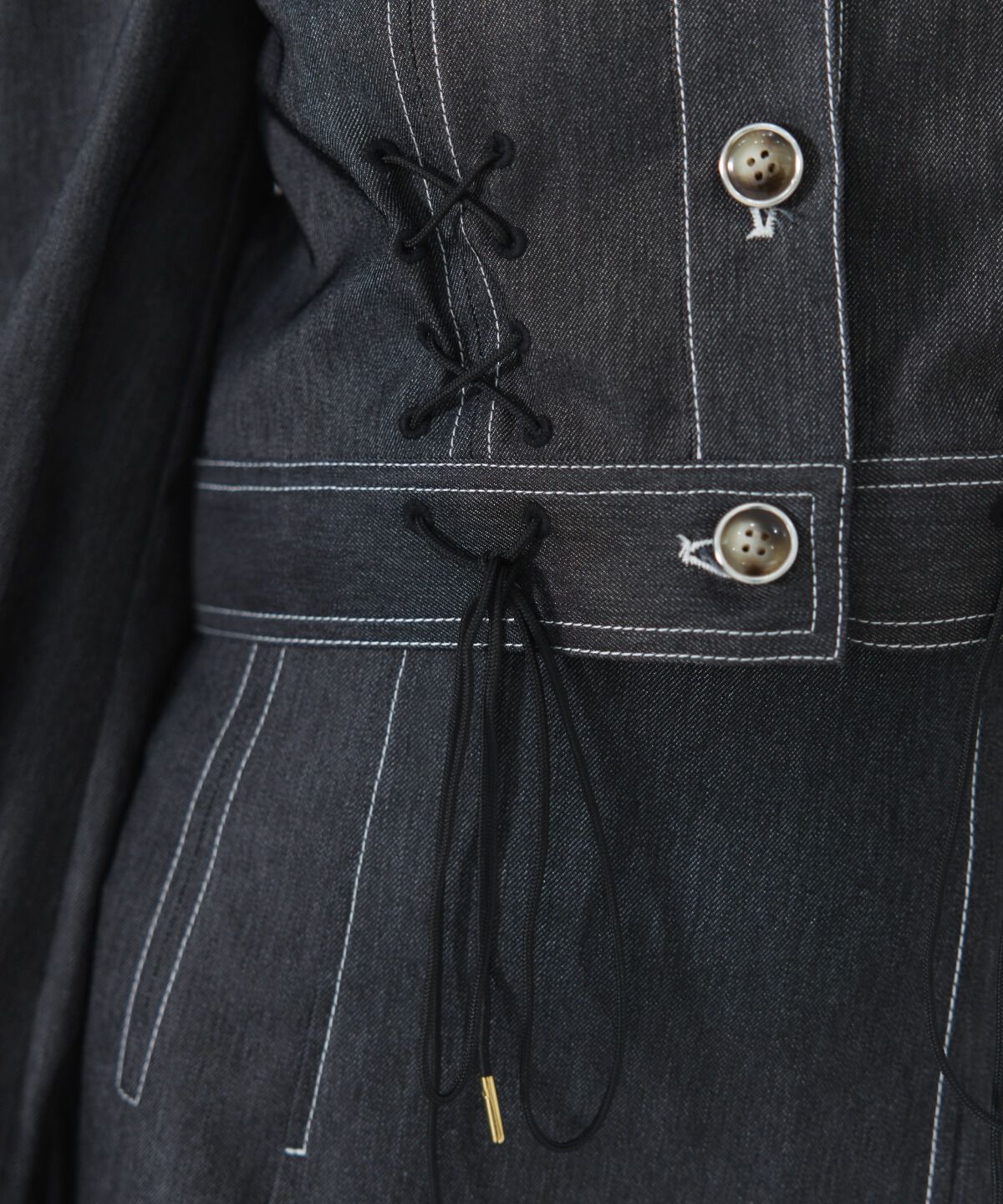 REDYAZEL「デニムライクレースアップショートジャケット」|デニムジャケット|