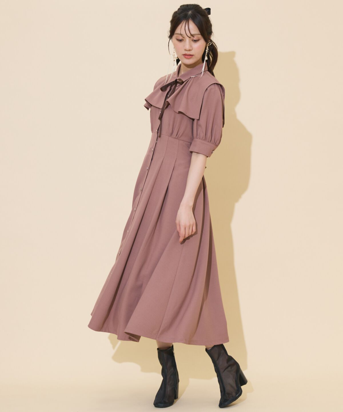 WILLSELECTION「スクエアラッフルシャツワンピース」|ワンピース|