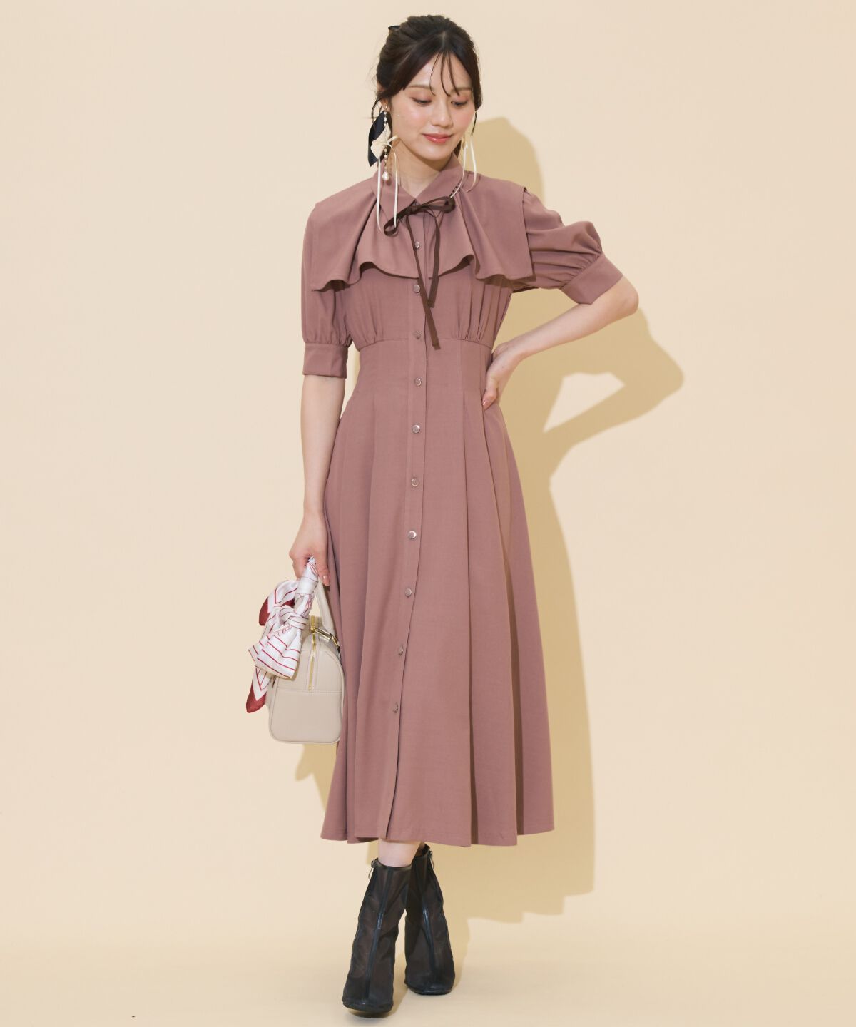 WILLSELECTION「スクエアラッフルシャツワンピース」|ワンピース|